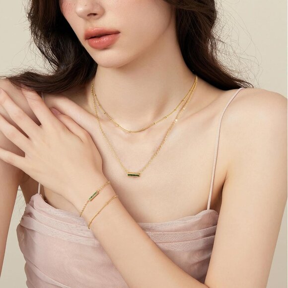 Personalized 14K Gold Plated Birthstone Necklaces - Meaningful Jewelry Set - Picture 4 of 7